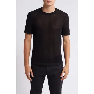 Theory Cairn Open Stitch Cotton Blend Sweater In Black