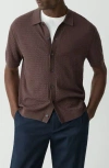 Theory Cairn Short Sleeve Organic Cotton Button-up Shirt In Brown