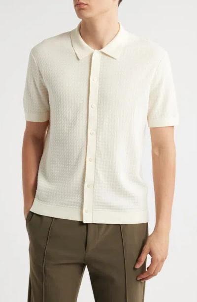 Theory Cairn Short Sleeve Organic Cotton Button-up Shirt In Eggshell