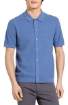 Theory Cairn Short Sleeve Organic Cotton Button-up Shirt In Blue