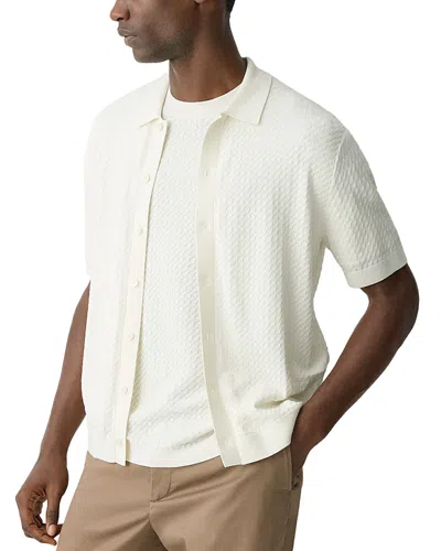 Theory Cairn Tactile Cotton Short Sleeve Shirt In Eggshell
