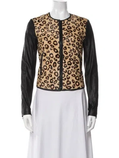 Pre-owned Theory Calfskin Animal Print Jacket In Multicolor