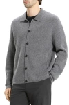 Theory Cameron Corded Cashmere Button Sweater In Gray