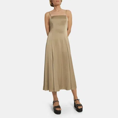Theory Cami Midi Dress In Crushed Satin In Mesa