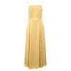 Theory Cami Midi Dress In Yellow Crushed Satin In Gold