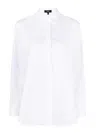 Theory Boyfriend Shirt With Curved Hem And Long Sleeves In White
