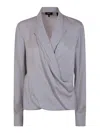 Theory 'pk Label Wrap' Blouse In Grey
