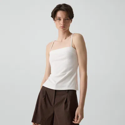Theory Camisole Tank Top In Stretch Rib In Ivory