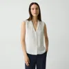 Theory Camp Collar Blouse In Silk Georgette In Ivory