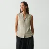 Theory Camp Collar Blouse In Silk Georgette In Soft Taupe