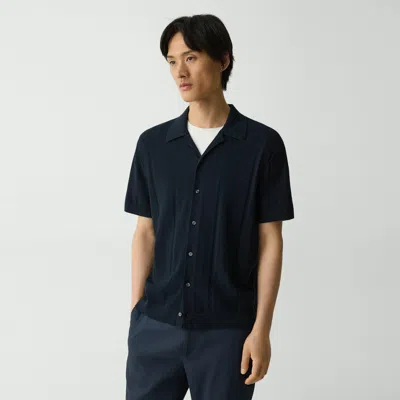 Theory Camp Collar Shirt In Cotton Light Twist