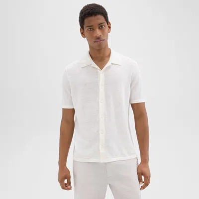 Theory Camp Collar Shirt In Cotton-linen In White