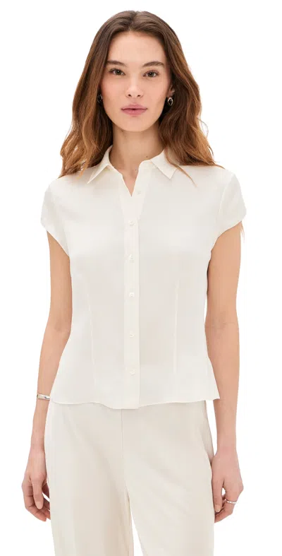 Theory Cap Sleeve Blouse Ivory In White
