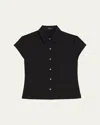Theory Cap-sleeve Modern Silk Georgette Blouse In Black