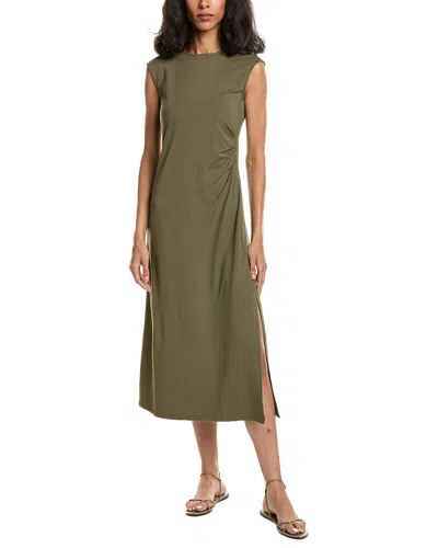 Theory Pleated Cap Sleeve Midi Dress In Green