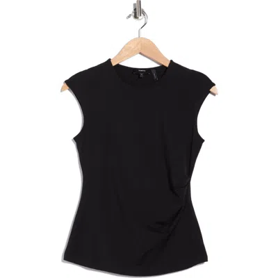 Theory Cap Sleeve Pleated Top In Black