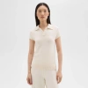 Theory Cap-sleeve Cotton And Merino Wool Polo Top In Off White