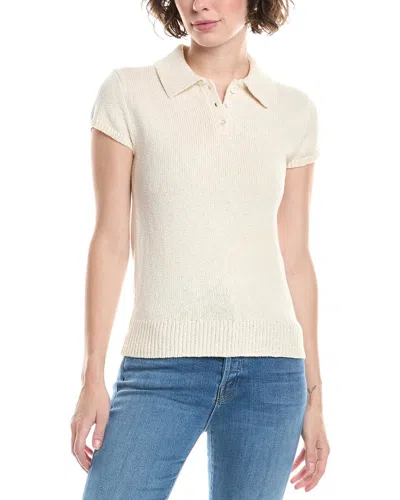 Theory Cap Sleeve Polo Top In White