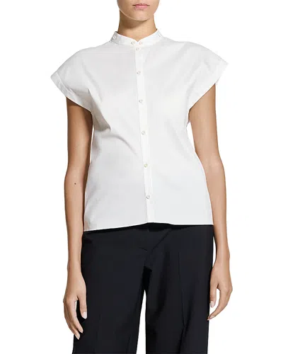 Theory Cap Sleeve Shirt In Good Poplin In White