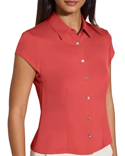 Theory Cap Sleeve Silk Blouse In Transparent