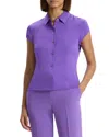 Theory Silk Cap Sleeve Shirt In Bright Peony