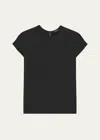 Theory Lightweight Wool Short Sleeve Top In Black