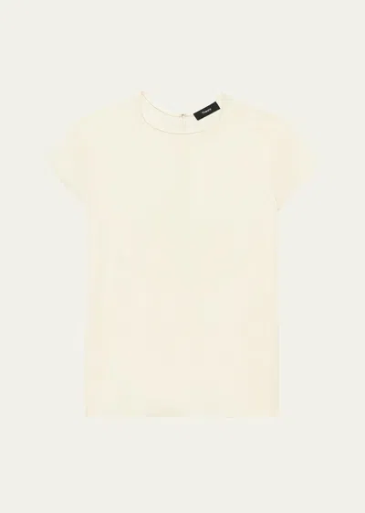Theory Cap-sleeve Silk Georgette Top In Ivory
