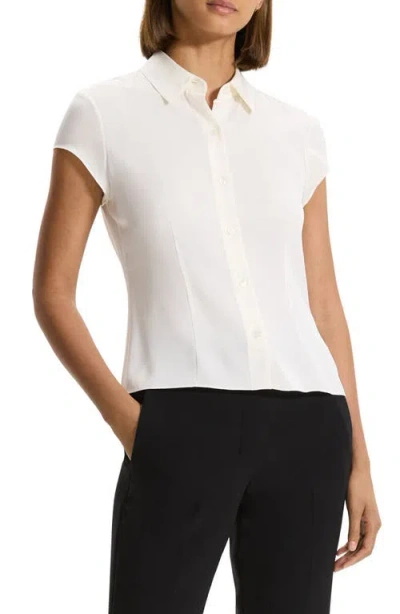 Theory Cap Sleeve Silk Shirt