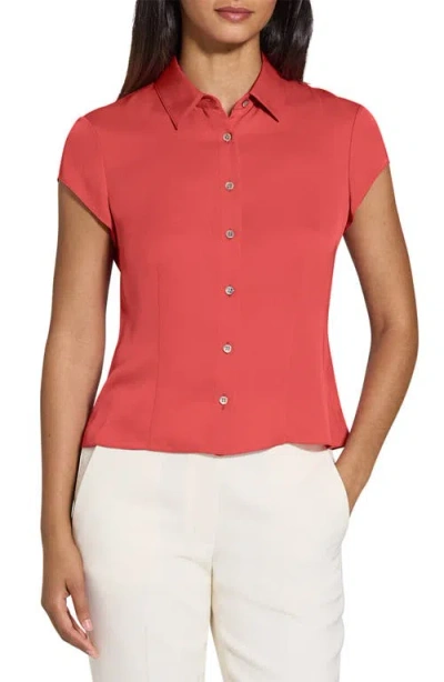 Theory Cap Sleeve Silk Shirt In Pink