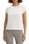 Theory Cap-sleeve Silk Georgette Top In Ivory