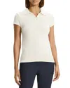 Theory Cap-sleeve Cotton And Merino Wool Polo Top In Off White