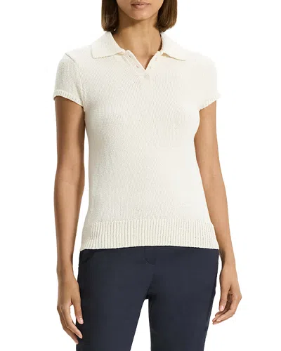 THEORY CAP SLEEVE TEXTURED KNIT POLO