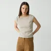 Theory Cap Sleeve Top In Crinkle Check