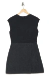 Theory Cap Sleeve Wool Blend Minidress In Charcoal Melange