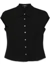 Theory Cap-sleeve Modern Silk Georgette Blouse In Black