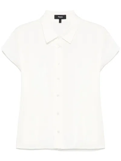 Theory Cap-sleeves Georgette Shirt In Neutrals