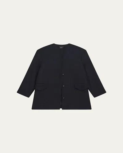 Theory Cape Back Coat In Blue