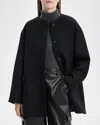Theory Cape Back Wool Blend Coat In Black
