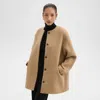 Theory Cape Back Coat In Recycled Wool-blend Melton In New Camel