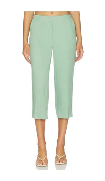 Theory Capri Linen Viscose Pants In Green
