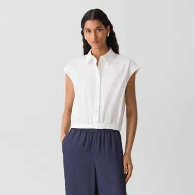 Theory Cap-sleeve Shirt In Good Poplin In White