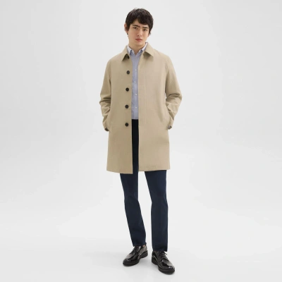 Theory Car Coat In Cotton Twill In Khaki