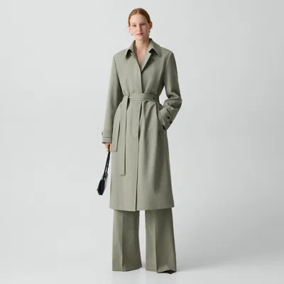 Theory Car Coat In Wool Gabardine In Gray