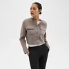 Theory Wool And Cashmere Cropped Cardigan Jacket In Cinder Melange