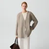 Theory Cardigan Jacket In Double-face Wool Twill In Brown