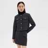 Theory Cardigan Jacket In Tweed In Charcoal Melange