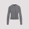 Theory Regal Buttoned Cardigan In Beige Wool In Qip Light Charcoal