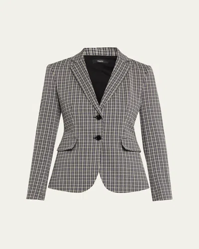 Theory Carissa Plaid Slim-fit Blazer In Multi