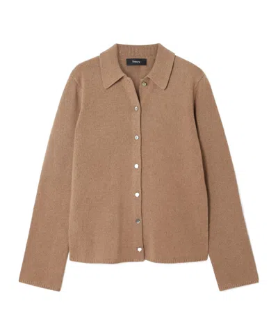 Theory Cashmere And Wool-blend Cardigan In Brown