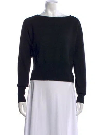 Pre-owned Theory Cashmere Bateau Neckline Sweater In Black